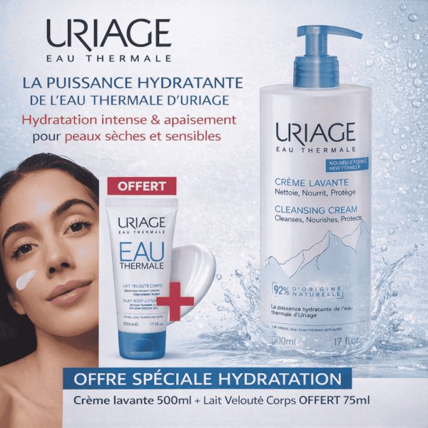 Uriage Crème Lavante 500ml + Lait Velouté Corps 200ml Offert