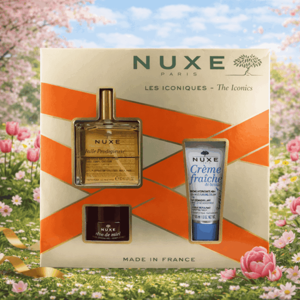 Nuxe Coffret Les Iconiques: Huile Prodigieuse 50ml+Reve De Miel Baume Levres+ Creme Fraiche 3en1