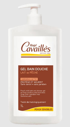 R Cavailles Gel Surgras Actif Bain Douche Lait De Peche 1L
