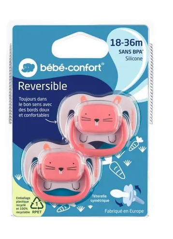 BB Conf Suc Reversible 18-36M Silicone Rose*2