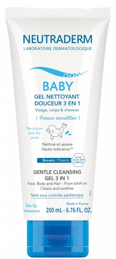 Neutraderm Gel Nettoyant Douceur 3en1 Des La Naissance 200Ml
