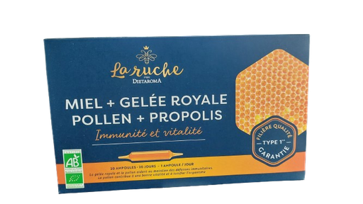 La Ruche Miel+Gelée Royale Pollen + Propolis 20 Ampoules