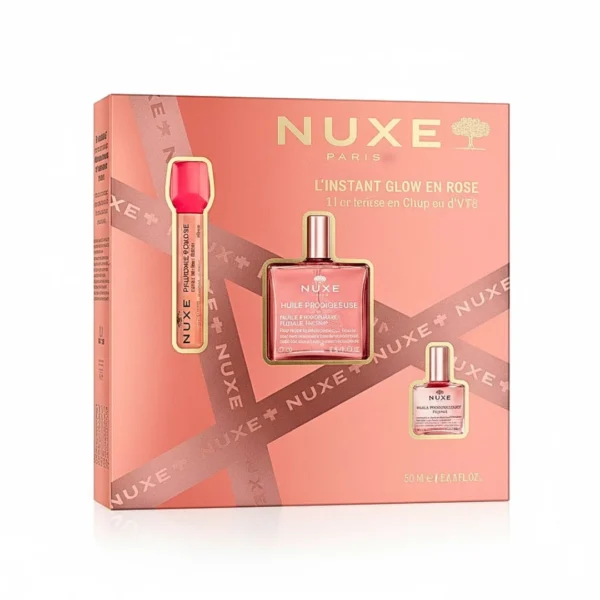 Nuxe Coffret L'infiniment Glow En Rose: Lip Serum+ Huile Prodigieuse Or Floral 50ml + Huile Prodigieuse Floral 10ml