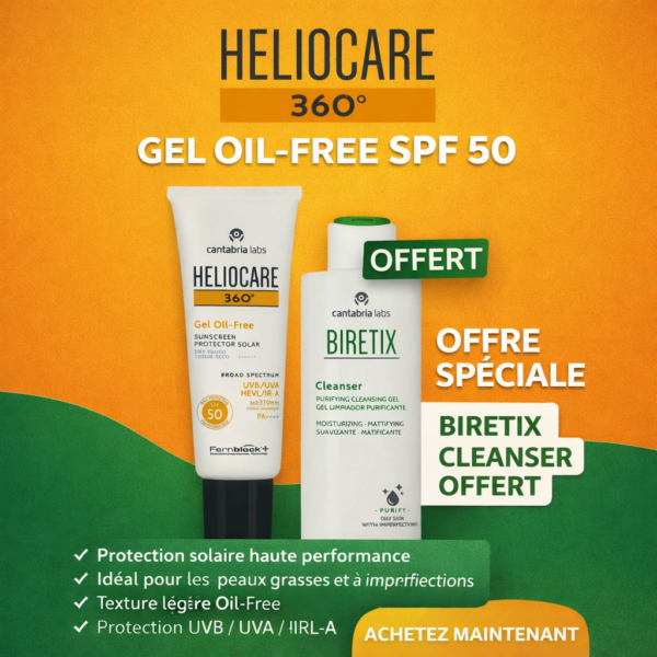 Cantabria Heliocare 360° Gel Oil Free Spf50+ Biretix Cleanser 200Ml Offert