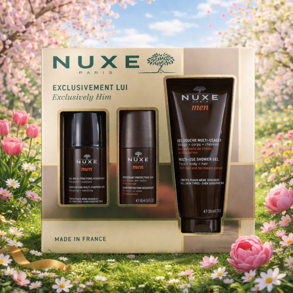Nuxe Coffret Men : Gel Hydratant 50ml+Deodorant 50ml+Gel Douche Multi Usages 200 ml